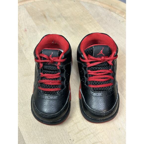 Nike Jordan Flight Origin 2 size Toddler 5C Black Red Leather Sneaker 705162-016 - Picture 2 of 9